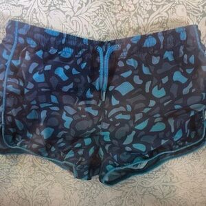 Blue Patterned Kids Swim Trunks